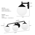 thumbnail image 5 of Hunter - Hepburn 3-light Matte Black, Medium Size Vanity Light, Dimmable, Modern Style, for Bedrooms, Dining, Living Rooms - 45226, 5 of 6