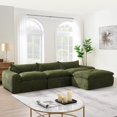 thumbnail image 2 of Newest 116'' Fully Compressed Sofa with High Density Foam, No Assembly Required, Legless Design without Frame, Integrated Backrest and Seat Cushion, Free Combination, Particle Chenille, 2 of 8