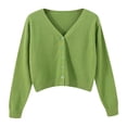 thumbnail image 6 of WAVSUF Womens Knit Cardigan Button Front Long Sleeve V Neck Spring Fall Casual Basic Sweater Green Free Size, 6 of 6