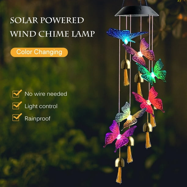 Carillon éolien coloré papillon solaire eccomum carillons éoliens