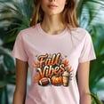 thumbnail image 5 of Fall Vibes Graphic T-Shirt | Cozy Autumn Pumpkin Latte Football Tee, Light Pink, Size S, 5 of 6