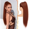 thumbnail image 1 of Yanonmyfd Black Straight Drawstring Ponytail Extension - 28 Inch Long Straight Drawstring Ponytail Extension Natural Looking Fluffy Soft Synthetic Cheer Posh Pony Tails Hairpieces Daily Party, 1 of 38