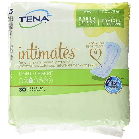 Intimates Light Ultra Thin Pads Regular, Pack/30, INDIVIDUALLY WRAPPED: Just drop in your purse and use when needed. By TENA,USA