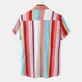 thumbnail image 5 of IYTR Mens Beach Shirts Short Sleeve T Shirts Comfy Button Down Turndown Collar Casual Stripe Color Matching Summer Fashion Tropical Hawaiian Vacation Shirts Blue XXL, 5 of 7