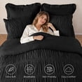 thumbnail image 6 of Lipa King Size Comforter Set,5-Piece Bed in a Bag,All Season Bedding Set,Ruched Design,Comforter,Pillowcases and Shams,Black, 6 of 8