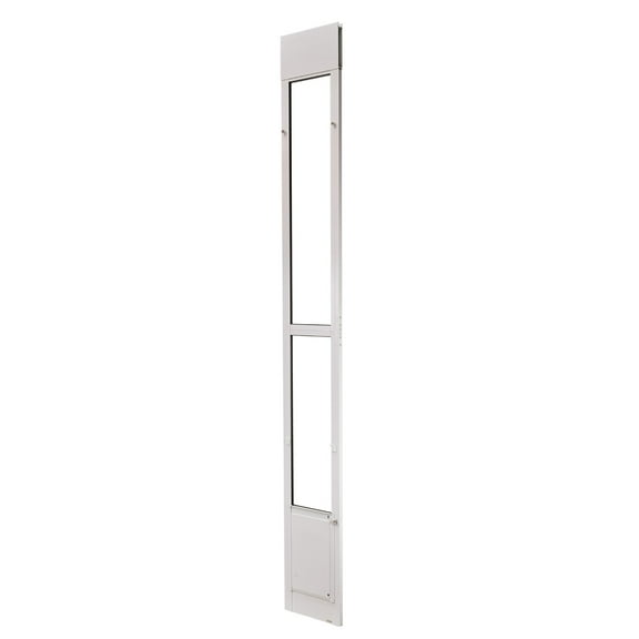 KFFKFF Adjustable Dog Door for Sliding Glass Doors, Fits Heights from 91 to 96 Inches, Durable Aluminum Frame with Metal Hinges, Secure Locking Mechanism, 8 1/4 x 12 1/4 Inch Flap
