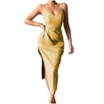 thumbnail image 2 of Fankiway Mode Femmes Été Décontracté Solide Col en V Camisole Sans Manches Robe Longue de Plage Grande Taille Robes Femmes, 2 of 6