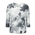 thumbnail image 5 of Women's Tops Ladies' Fashionable Solid-Color Gradient Base T-Shirt 3/4 Length Three-Quarter Sleeve V-Neck Top/Shirt, 5 of 6