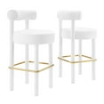 thumbnail image 2 of Modway Toulouse Performance Velvet Bar Stool - Set of 2 in White Gold, 2 of 10