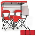 thumbnail image 1 of Costway Double Beach Chair with Adjustable Canopy Oversized Folding Camping Chair Red, 1 of 10