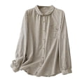 thumbnail image 2 of DAFPZW Women's Striped Button Down Shirts Long Sleeve Casual Oversized Shirt Tops for Work Travel with Pocket, 2 of 9