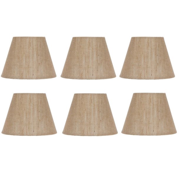 Set of Six European Drum Style Chandelier Lamp Shades 6 Inch Natural
