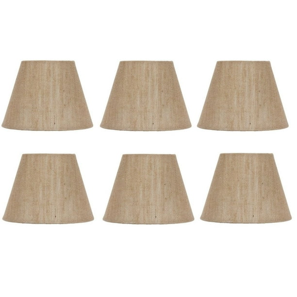 Set of Six European Drum Style Chandelier Lamp Shades 6 Inch Natural