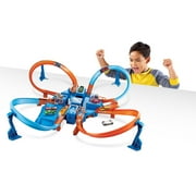 Hot Wheels® Track Set with 1:64 Scale Toy Car, Criss-Cross Crash Track with Motorized Booster