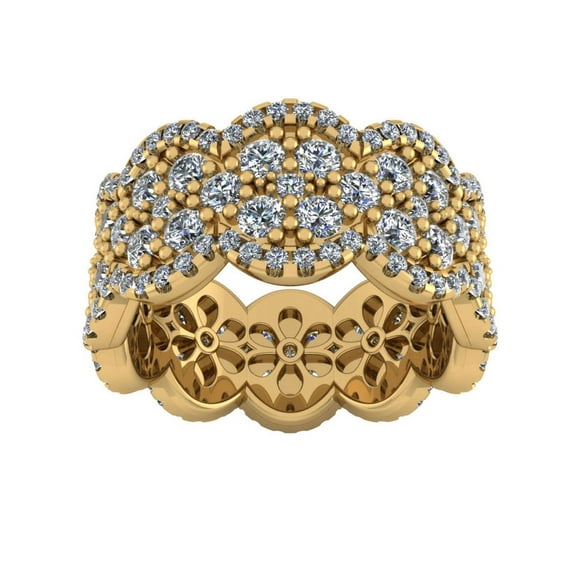 Natural 4.25Ct Round Cut Diamond Cluster Anniversary Wedding Eternity Band Ring 14k Gold GH SI1
