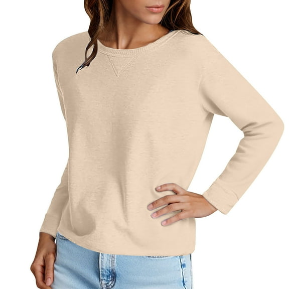 Fleece Sweaters Shirts for Womens Round Neck Tops Long Sleeve Blouses Ultra Soft Textured Pullover Sweater Blouse Lounge Warm Sweater Tops