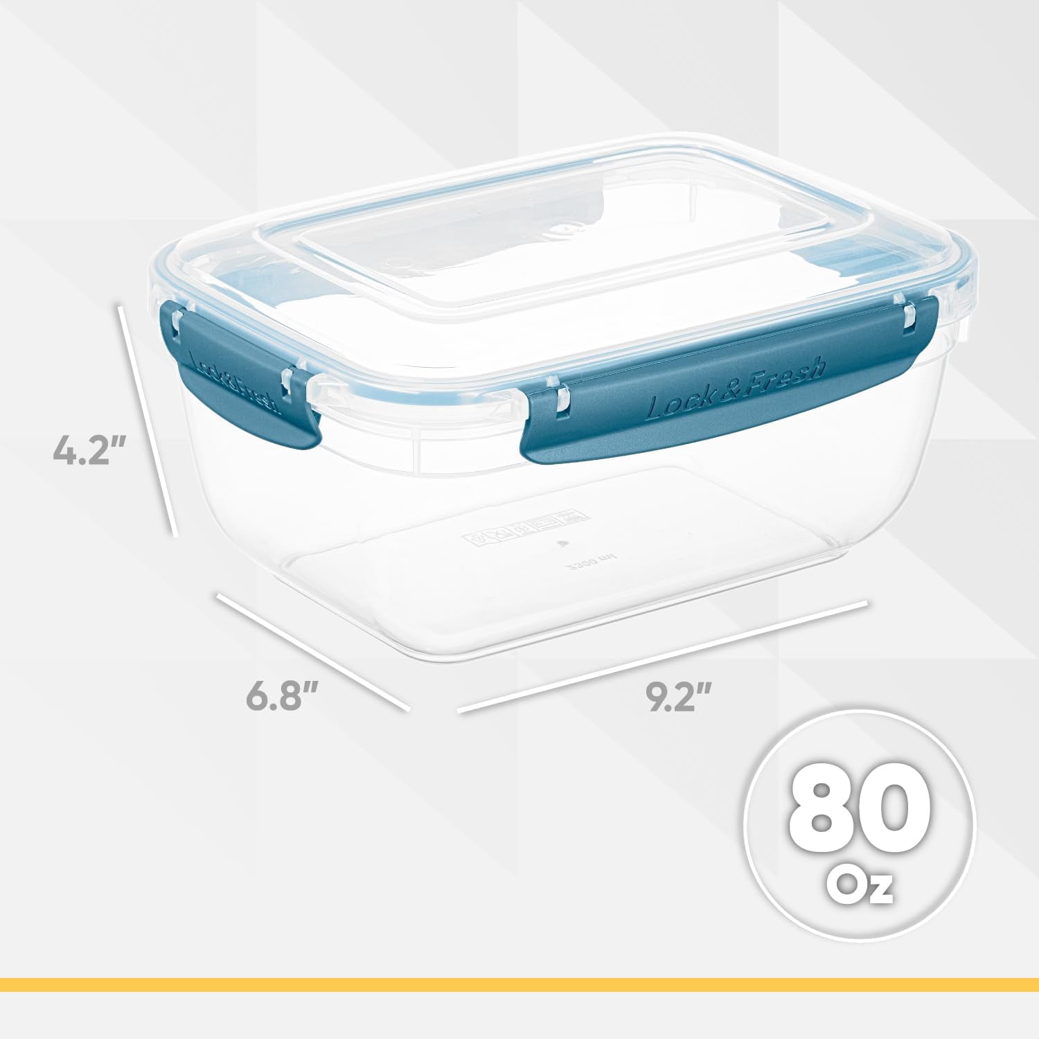 Superio Lock and Fresh Airtight Food Storage Containers with Lids for Kitchen Pantry Organization, BPA Free, Meal Prep Plastic Containers, 80 oz. Rectangular Sealed Container, Blue, 2 pack