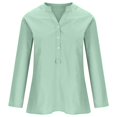 thumbnail image 3 of Women Cotton Linen Embroidered Tops Loose Fit Tunic 3/4 Sleeve Summer Blouse Shirts Boho Peasant Trendy Clothes 2026, 3 of 6