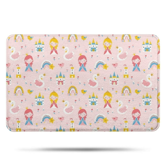 Fairy Tale Princess Pattern Bathroom Rugs Mat,Non Slip Microfiber Bathroom Rug,Rubber Backing,Soft Bathroom Mats for Bathroom Floor,Tub and Shower,17x27in(43x68cm)
