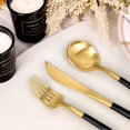 thumbnail image 4 of Matte Red Gold Silverware Set 5 Pieces, Stainless Steel Flatware Set, Kitchen Utensil Set, Tableware Cutlery Set, Satin Finished Polished & Dishwasher Safe（Black, 4 of 7