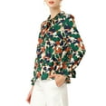 thumbnail image 5 of INSPIRE CHIC Women's Floral Tie V Neck Vintage Ruffle Trumpet Long Sleeve Top S Green, 5 of 9