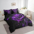 thumbnail image 3 of Homewish Valentine'S Day Rose 7-Piece Bedding Comforter Set,Romance Flower Floral King Bedding Sets,Purple Sequin Print Bed Sheets For Men Women,Luxury Bedroom Decor Reversible, 3 of 8