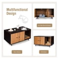 thumbnail image 3 of Cat Litter Box Enclosure Furniture, Wooden Litter Box Cabinet with Doors & Scratching Pad, Metal Legs, Hidden Litter Box, 35.5 x 20 x 20 inch, 3 of 7