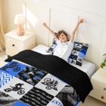 thumbnail image 3 of Castle Fairy Geometric Motocross Bike Twin Bedding for Kids, Patchwork Extreme Ride Duvet Cover Set for Bedroom, Blue Black,Black Reversible,2pcs,No Comforter, 3 of 6