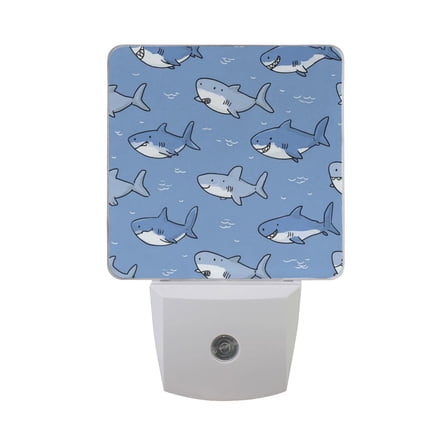 Happy Sharks LED Night Light with Smart Sensor Plug Into Wall Dusk to Dawn 2 packs