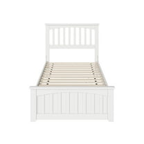 HomeStock Beachy Twin XL Solid Wood Low Profile Platform Bed with Matching Footboard in White