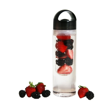 Blank Bottle Caps - 23oz Fruit Infuser Water Bottle with Loop Cap - BPA free - Black