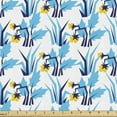 thumbnail image 1 of Garden Fabric by the Yard, Geometric Flower Bouquets Field in Hohloma Tones Beauty Spring Theme, Decorative Upholstery Fabric for Chairs & Home Accents, Sky Blue Indigo and Yellow by Ambesonne, 1 of 5