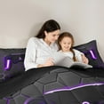 thumbnail image 5 of Manfei Cartoon Console Bedding Comforter Set,Modern Video Game Twin Comforter Sets,Purple Geometric Honeycomb Bedding Set For Boys Teens,Super Cozy Room Decor Reversible,2-Piece, 5 of 8