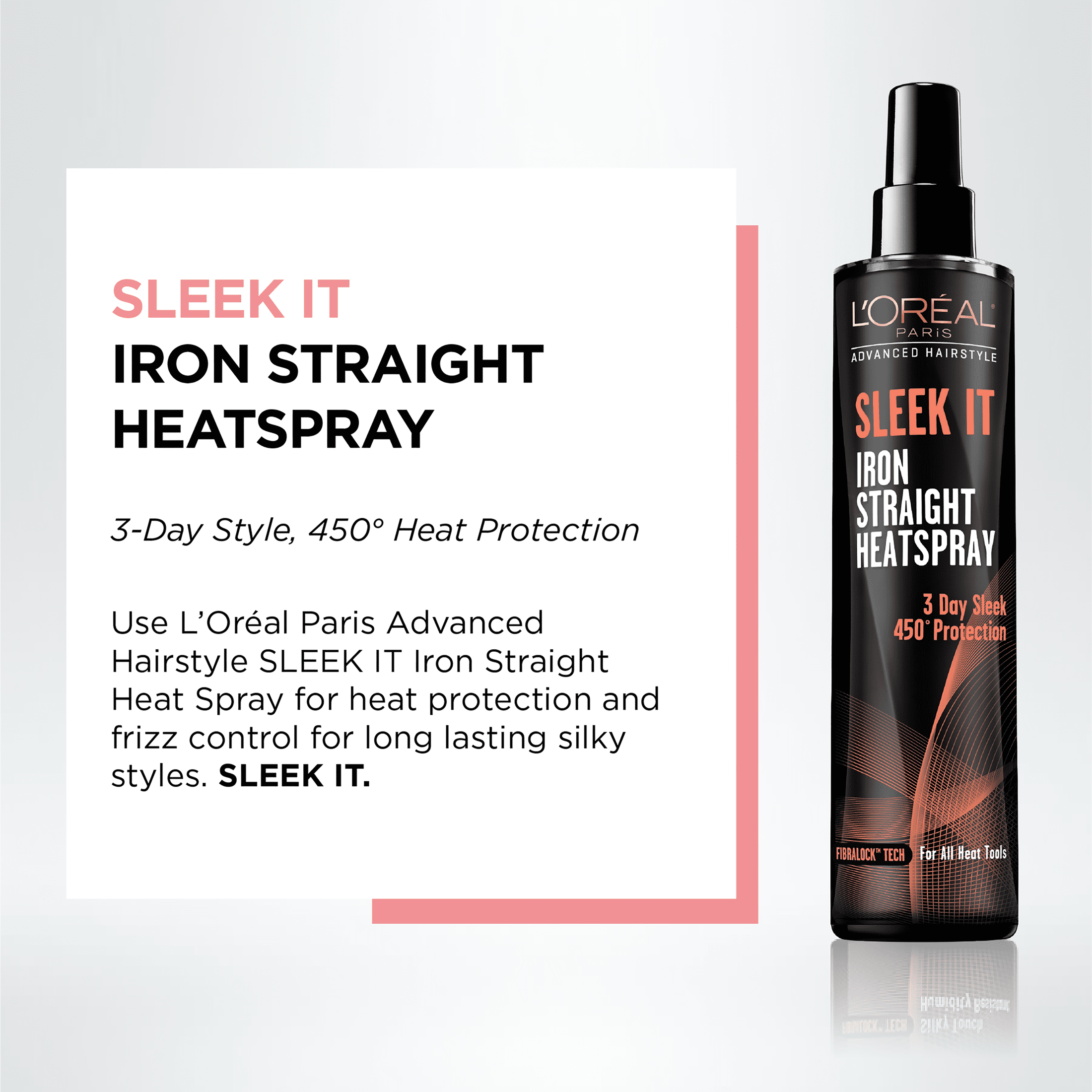 L'Oreal Paris Advanced Hairstyle SLEEK IT Iron Straight Heat Spray, Anti-Frizz, 5.7 fl oz
