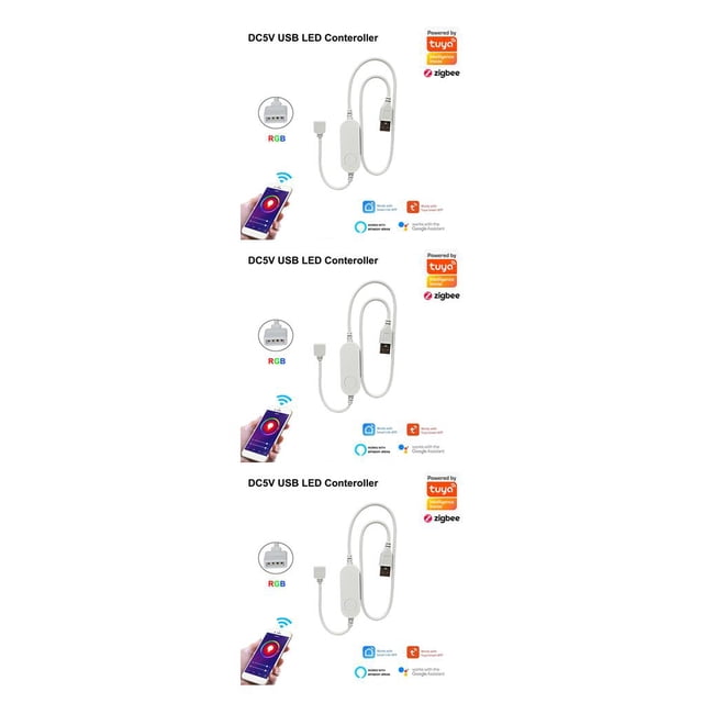 crativent Bande Lumineuse LED RGB Contrôleur Application Mobile Télécommande Lampe d'Ambiance de Bar de Jeu Accessoires Variateur RGB USB 3ensemble