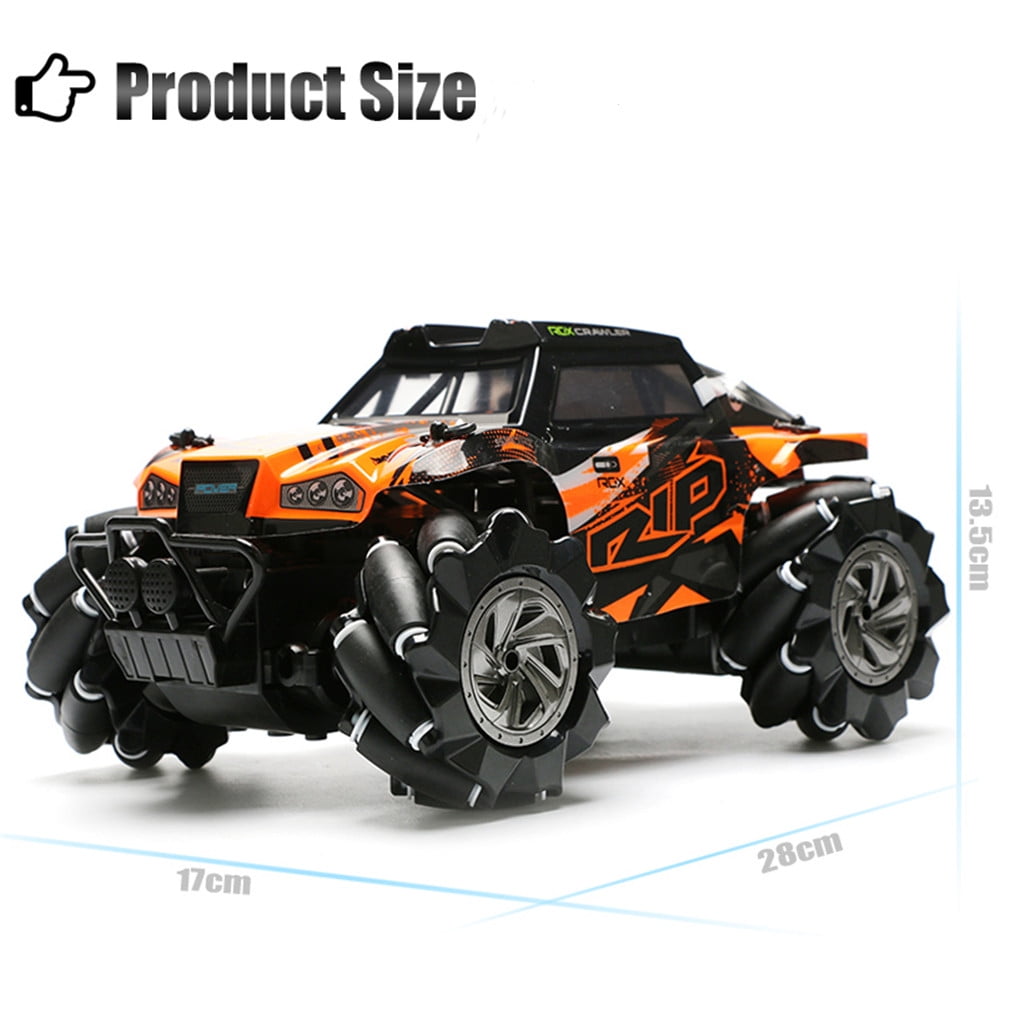 ​1:14 Scale 4WD Omni-Directional RC Drift Car - Mecanum Wheels for 360° Stunts, 25km/h & 100m Range (Surface Restrictions)​​ Orange