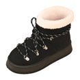 thumbnail image 6 of Rokment Platform Winter Combat Boots for Women Fashion Casual Plush Lined Warm Mid Calf Snow Ankle Booties in Cold Weather Black Size 8.5, 6 of 8