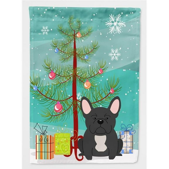 Merry Christmas Tree French Bulldog Black Flag Garden Size