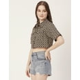 thumbnail image 2 of Moomaya Women Printed Short Sleeves Crop Shirt, Collared Neck Short Boxy Shirt Top, 2 of 8