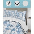thumbnail image 4 of Navy Blue Flowers Full Size Down Alternative Comforter, Lightweight Comforter Quilt Bedding Set with Pillow Shams Watercolor Summer Botanical Floral All Seasons Bed Comforter Duvet Insert 78"x90", 4 of 7