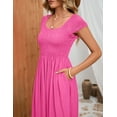 thumbnail image 5 of Yesfashion Wholesale Women's Casual Round Neck Short Sleeve Midi Dress Stretchy Waist Long Dress, 5 of 8