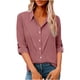 thumbnail image 1 of Camisas de Manga Larga para las Mujeres Blusa de Túnica de Imitación de Botón de Solapa de Ajuste Suelto con Tela Suave, Top de Verano Transpirable para Uso Diario Informal, 1 of 7