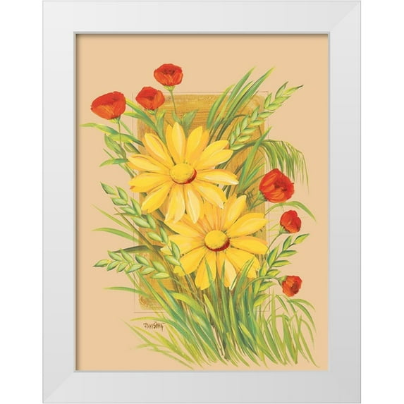 Divisova, Jaroslava 19x24 White Modern Wood Framed Museum Art Print Titled - Flowers Composition IV
