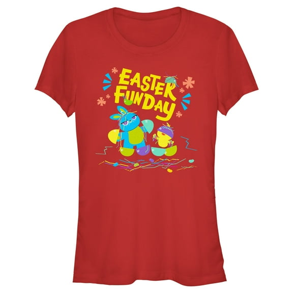 Junior's Toy Story 4 Ducky and Bunny Easter Funday  Graphic Tee Red Small