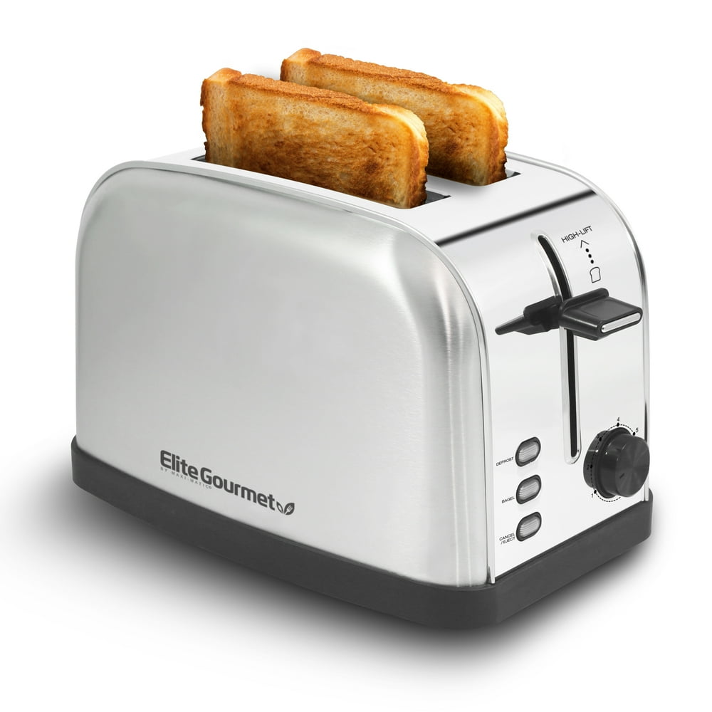 Elite Platinum ECT227 Stainless Steel 2 Slice Toaster, Bagel Defrost