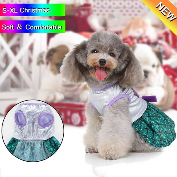 Pet Cat Dog Mermaid Drees Vest Sweater Winter Warm Clothing Dress Christmas Pet Sweater DOPI