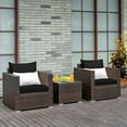 thumbnail image 1 of Gymax 3PCS Rattan Patio Outdoor Conversation Furniture Set w/ Black Cushions, 1 of 10