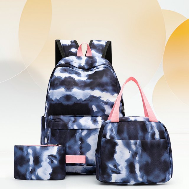 Bolsa 3pcs Tie Dye Mochila Estudiante Mochila Laptop Bookbag Conjunto de caja de almuerzo aislada Tmvgtek Para Estrenar