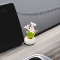 thumbnail image 4 of Car Dashboard Plant Resin Flower Pot Knick Knacks Mini Plant Figurines Decorations Gifts for Women, Car Desk Bookshelf Decor (Lily Flower), 4 of 4