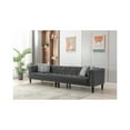 thumbnail image 2 of Mary Dark Gray Velvet Tufted Sofa With Accent 4 Pillows with Espresso Legs, 2 of 3